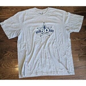 Dallas Cowboys T-Shirt 50th Anniversary 1960-2010 size 2XL Grey Logo Both Sides